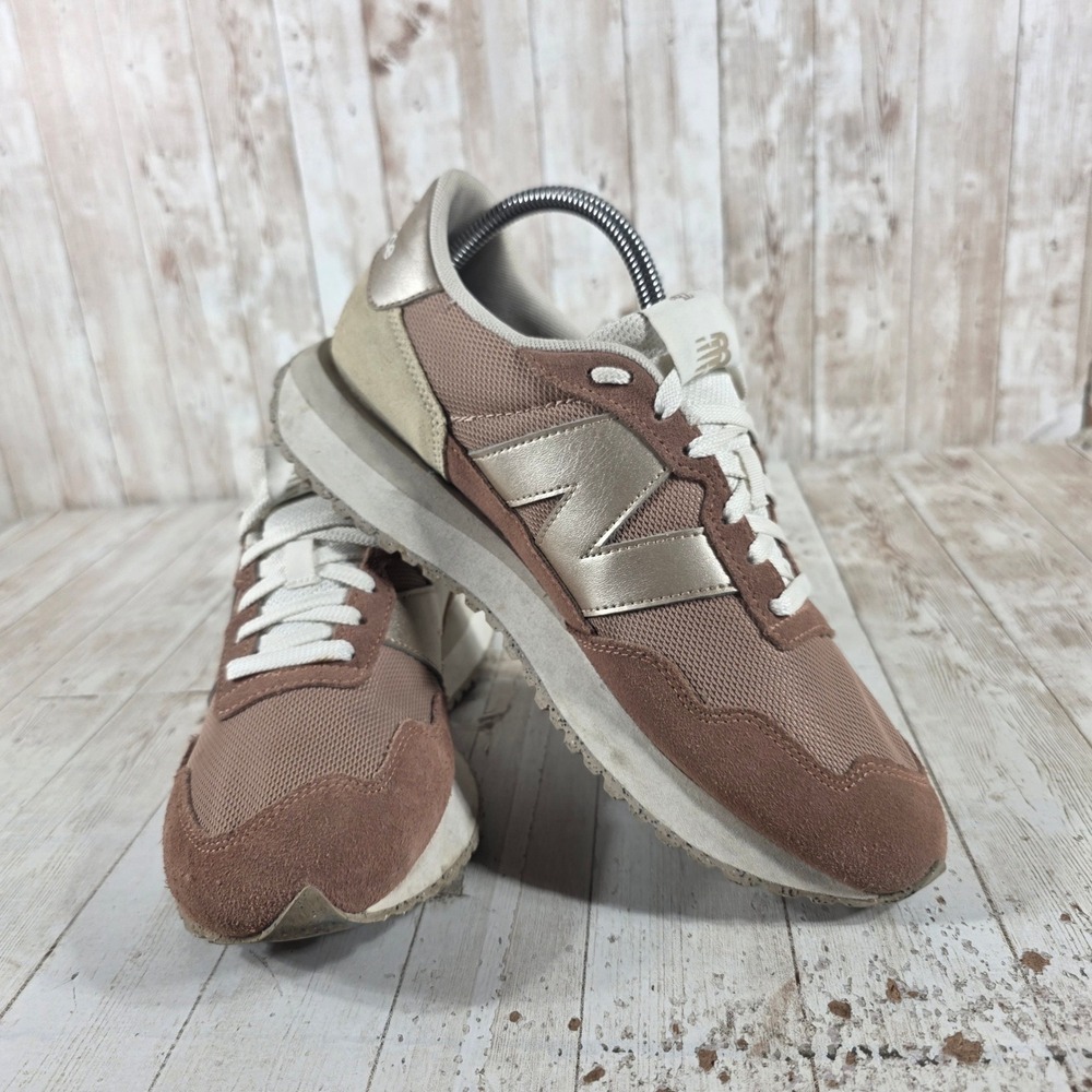 New Balance 237 Womens Mauve Gold Tan Retro‎ Sneakers WS237MSC Size 9.5 - Picture 6 of 8